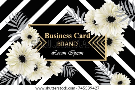 Gerber Daisy flowers postcard Vector. Luxury Business card illustration. Abstract backgrounds