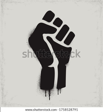 Fist raised in protest. Black fist icon isolated on a light background. Vector illustration