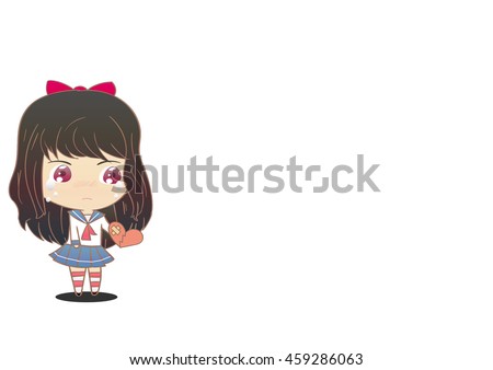 Vector Images Illustrations And Cliparts Japan School Girl Crying Because Broken Heart Love Concept Cartoon Vector Hqvectors Com