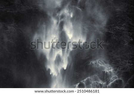 Image, Stock Photo Majestic waterfall in dark forest