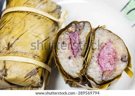 Thailand Rice Cakes Bundle Wrapped Banana Leaves