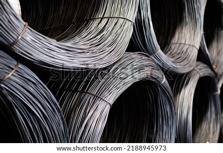 coils of iron or steel wire stacked in the metal industry. wire drawing annealing Foto stock © 