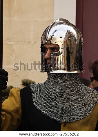 MDINA, MALTA - APR 19 : Medieval reenactment of a knight in the old city of Mdina April 19, 2009 in Mdina, Malta.