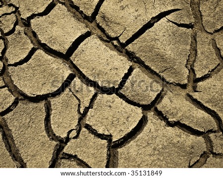 Detail and texture of dry and arid riverbed
