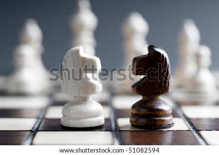 two wooden chess horses