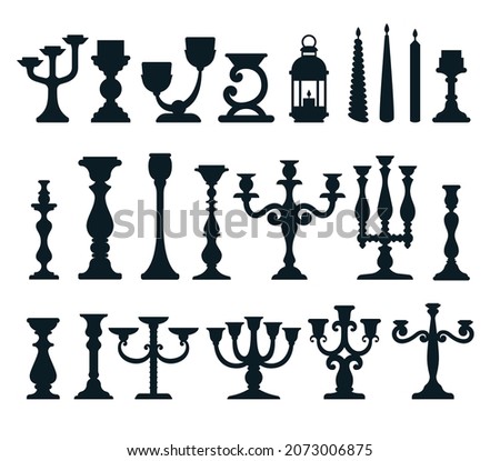 Silhouettes of candlesticks vector illustration. Black candlestick icons isolated on white background 商業照片 © 