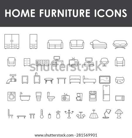 Home furniture icons set.