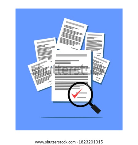 image of multiple documents and a magnifying glass