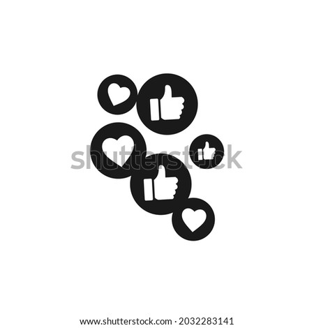 multiple likes and love icons in circle