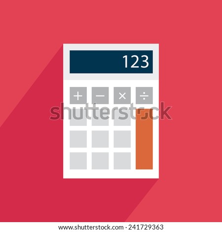Calculator icon with shadow on a red background