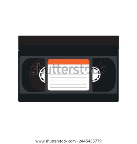 videocassette tape on white background, vhs tape vector on white background. vintage style film storage icon. old VCR recording tape