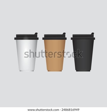 Paper coffee cup size collection.  take away drink set