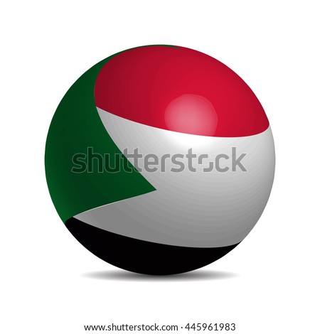 Sudan flag on a 3d ball with shadow