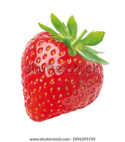 Image, Stock Photo Single strawberry on a spoon. Ripe strawberry on pink