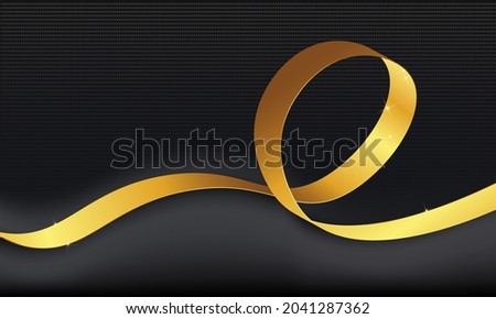 Circular gold ribbon lines on black background