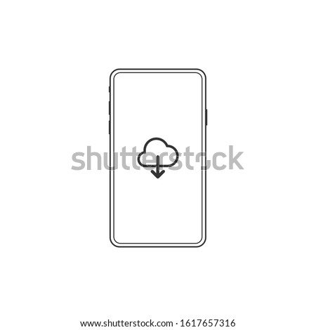 Simple Line of Cell Phone Vector Icon - cloud download information. iCloud the new iPhone X 11 apple iOS iCloud