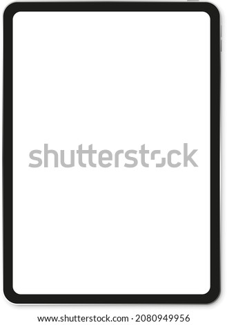 iPad Pro 2020 2021 Realistic black Tablet. Front Display View. High Detailed Device Mockup. Separate Groups and Layers. Easily Editable. Vector illustration