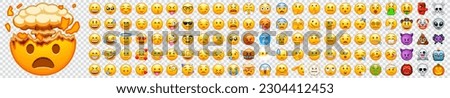 Big set of iOS emoji. Funny emoticons faces with facial expressions. Full editable vector icons. iOS emoji. Detailed emoji icon from the Telegram app. WhatsApp, Facebook, twitter, instagram. 商業照片 © 