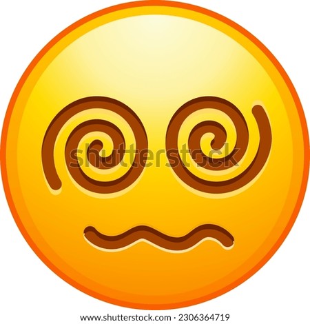 Top quality emoticon. Dizzy Spiral Emoji Icon Illustration Sign. Hypnotized Vector Symbol Emoticon Design. Yellow face emoji. Popular element.WhatsApp. iOS. Emoji from Telegram app.