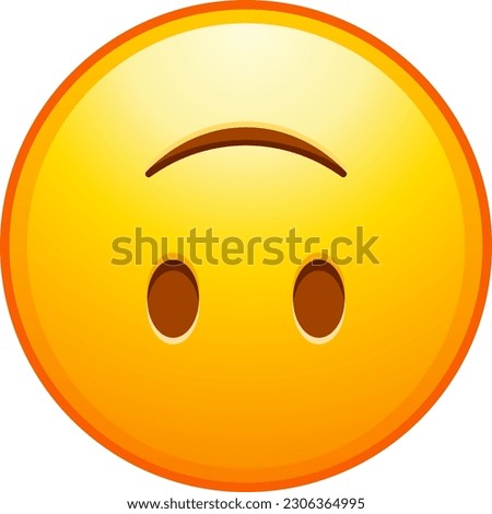 Top quality iOS emoticon. Upside down emoji. Silly emoticon, inverted smiling Yellow face emoji. Element. apple 