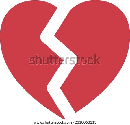 Broken Heart vector emoji icon. A love heart, broken in two. This emoji represents the aching one feels when they are missing the person they love.