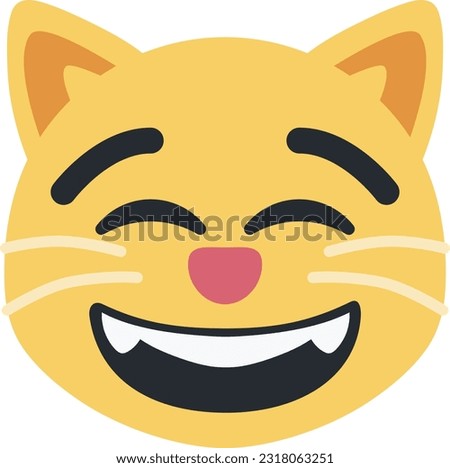 Grinning Cat with Smiling Eyes emoji vector icon. A cartoon cat variant of Grinning Face With Smiling Eyes. Depicted as yellow on major platforms.