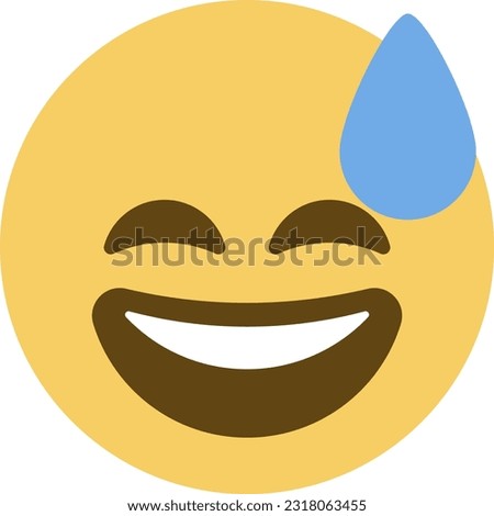 Grinning Face with Sweat emoji. Smiling emoticon with open mouth and cold sweat Vector icon.