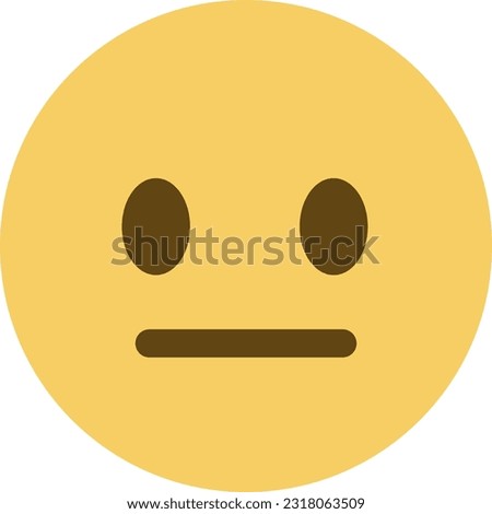Top quality emoticon. Expressionless emoji. Straight face, emoticon with neutral line eyes and mouth. Yellow face emoji. Popular element.