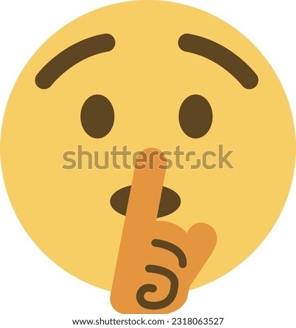 Top quality emoticon. Quiet emoji shh gesture, shush silent smiley cartoon shushing face, finger shut mouth. Yellow face emoji. Popular element.