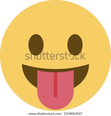 Top quality emoticon. Taunting emoji. Squinting face, grin with tongue out . Yellow face emoji. Popular element.