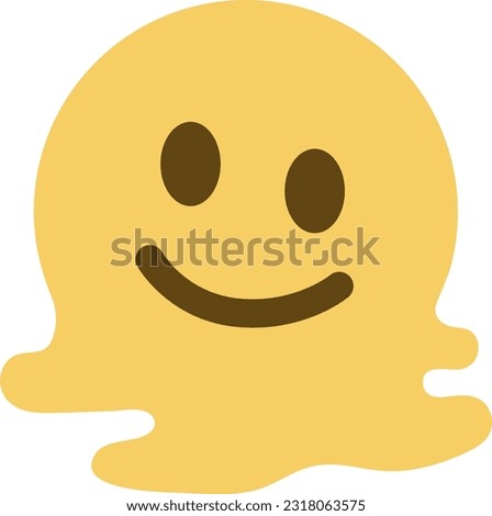 Melting Face emoji vector icon. A yellow smiley face melting into a puddle. The eyes and mouth slip down the face, yet still maintain a distorted smile. This quality lends this emoji to sarcasm.