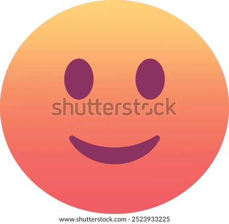 Slightly smiling face emoji icon. Trendy colors, popular element for social media and digital designs. Emoticon, isolated element.