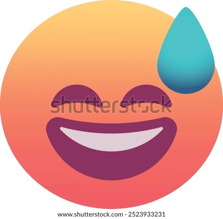 Grinning face with sweat emoji icon. Trendy colors, popular element for social media and digital designs. Emoticon, isolated element.