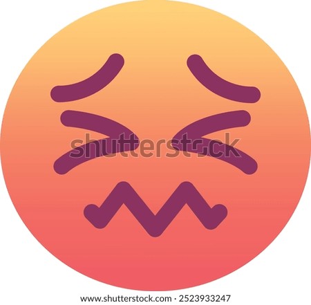 Confounded face emoji icon. Trendy colors, popular element representing confusion and frustration, frequently used in social media. Emoticon, isolated element.