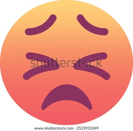 Persevering face emoji icon. Trendy colors, popular element symbolizing determination and resilience, often used in social media. Emoticon, isolated element.