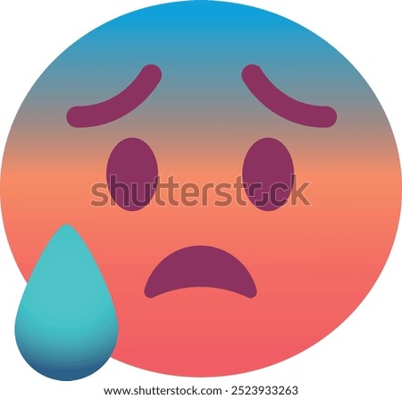 Anxious face with sweat emoji icon. Trendy colors, popular element expressing nervousness or anxiety, commonly used in social media. Emoticon, isolated element.