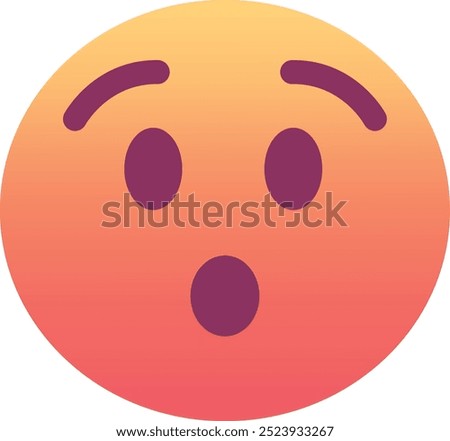 Hushed face emoji icon. Trendy colors, popular element conveying silence or shushing, often used in social media. Emoticon, isolated element.