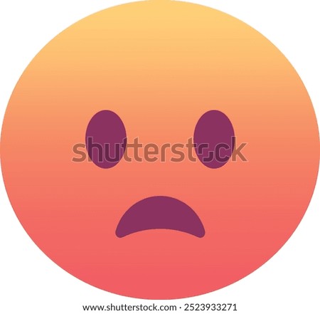 Frowning face with open mouth emoji icon. Trendy colors, popular element expressing surprise or disappointment, often used in social media. Emoticon, isolated element.