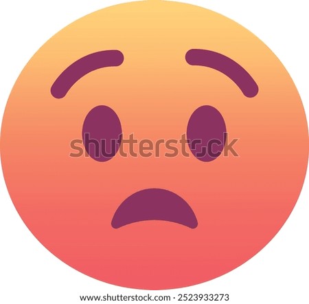 Anguished face emoji icon. Trendy colors, popular element depicting deep sadness or distress, frequently used in social media. Emoticon, isolated element.