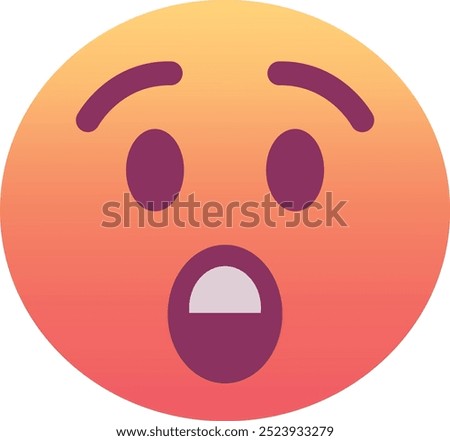 Astonished face emoji icon. Trendy colors, popular element expressing surprise or shock, often used in social media. Emoticon, isolated element.