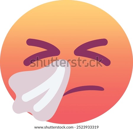 Sneezing face emoji icon. Trendy colors, popular element representing sneezing and allergies, often used in social media. Emoticon, isolated element.