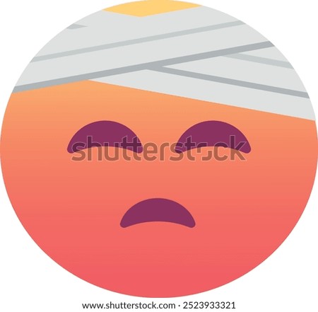 Face with head-bandage emoji icon. Trendy colors, popular element for health and recovery themes on social media. Emoticon, isolated element.