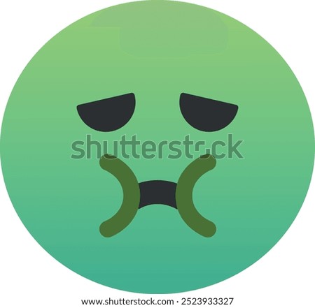 Nauseated face emoji icon. Trendy colors, popular element expressing discomfort and nausea, commonly used in social media. Emoticon, isolated element.