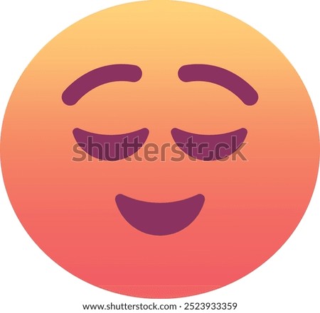 Relieved face emoji icon. Trendy colors, popular element for social media and digital designs. Emoticon, isolated element.