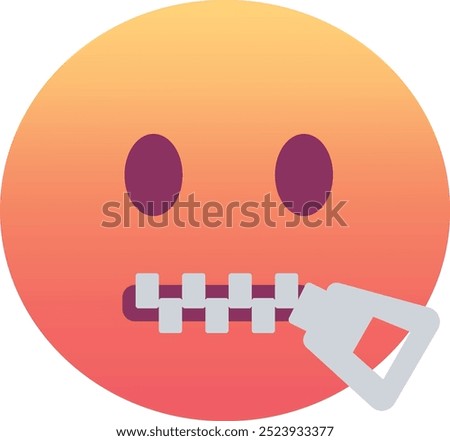 Zipper-mouth face emoji icon. Trendy colors, popular element for social media and digital designs. Emoticon, isolated element.