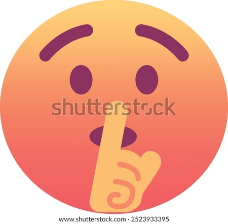 Shushing face emoji icon. Trendy colors, popular element for social media and digital designs. Emoticon, isolated element.