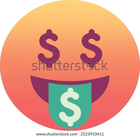 Money-mouth face emoji icon. Trendy colors, popular element for social media and digital designs. Emoticon, isolated element.