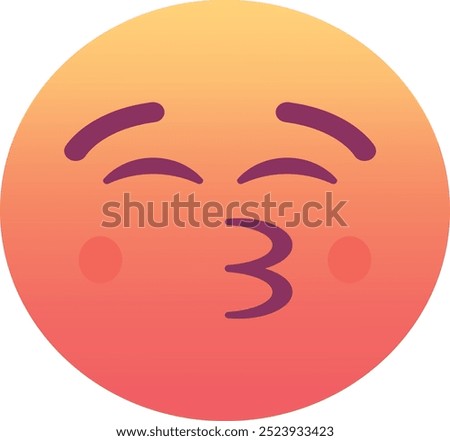 Kissing face with closed eyes emoji icon. Trendy colors, popular element for social media and digital designs. Emoticon, isolated element.