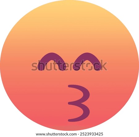 Kissing face with smiling eyes emoji icon. Trendy colors, popular element for social media and digital designs. Emoticon, isolated element.