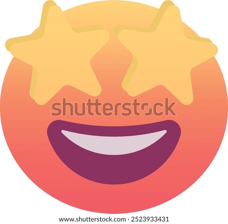 Star-struck emoji icon. Trendy colors, popular element for social media and digital designs. Emoticon, isolated element.